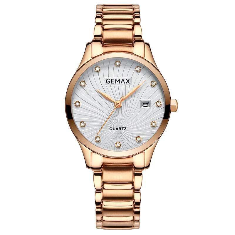 Luxury moissanite diamond gift set watch high quality stainless steel rose gold watch dress watch for lady