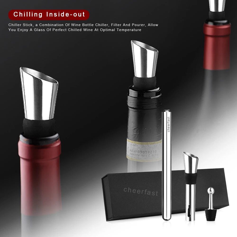 Новое поступление кулер для бутылки красного вина винный охладитель набор палочек 3 в 1 из нержавеющей стали охлаждающих