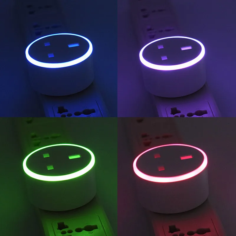 2022 New Product Smart life UK Standard Smart Socket With Colorful LED light Support Amazon Alexa and Google Home Wall Plug