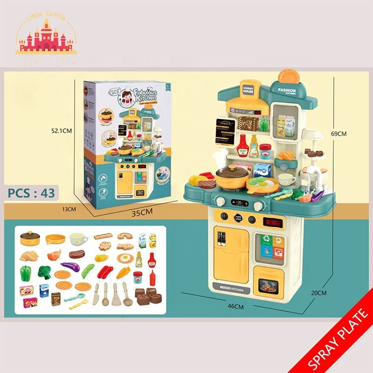 2023 Kids Pretend Play 42 Pcs Plastic Kitchen Set Toy With Spray Function SL10C094