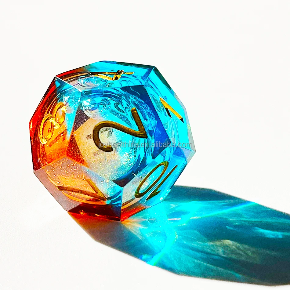 Desk Polyhedral Custom Dice  DnD Handmade Sharp Edge Liquid Core Dice 7Set for rpg