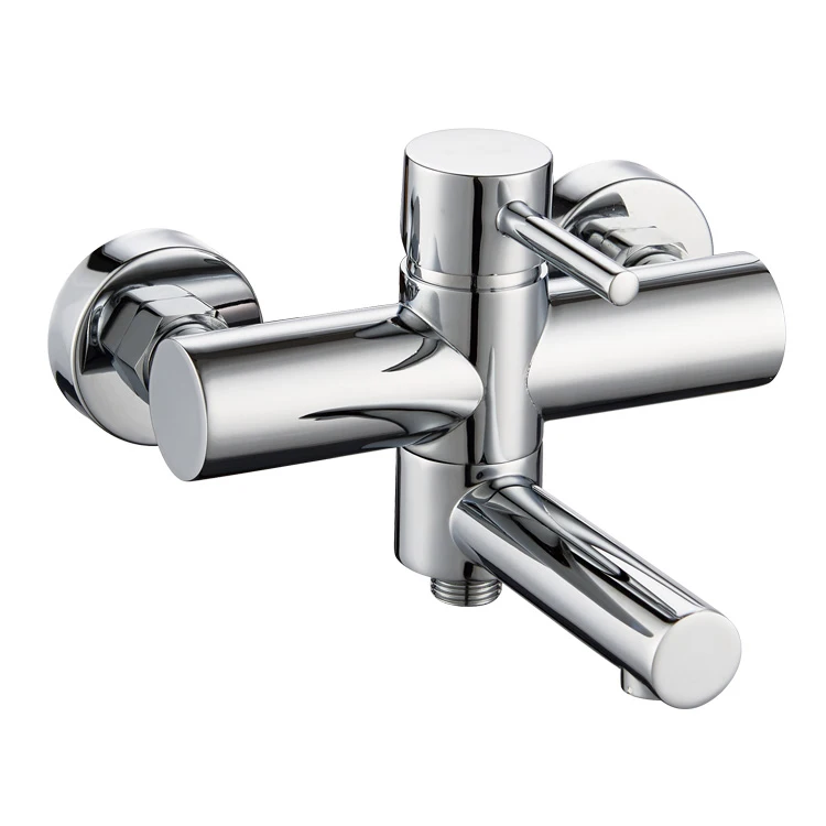 Wall Mounted Chrome Polished Exposed Single Handle Bathroom Bath Mixer Faucet