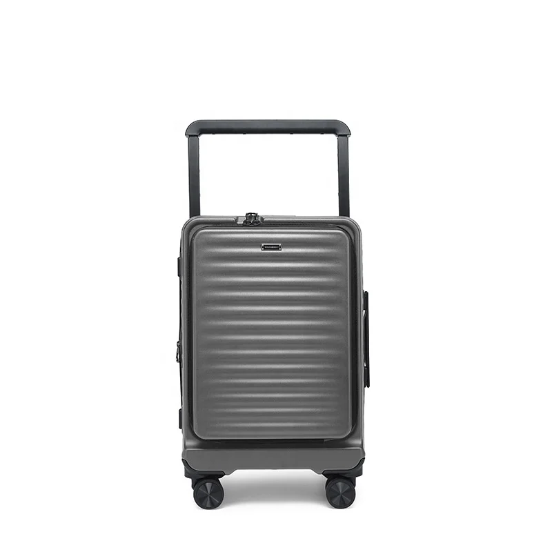 Front opening cover suitcase center wide trolley expansion trolley case light luxury luggage large capacity boarding