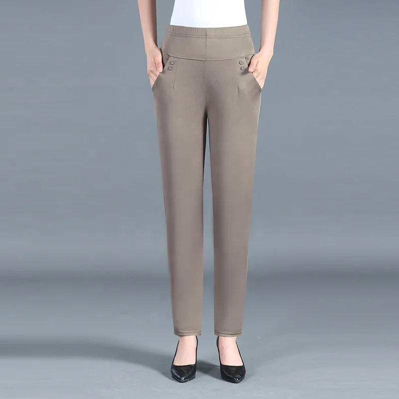 Wholesale 5XL Women Pencil Pants Cheap Price Long Trousers Fashion Solid Colors High Waist Lounge Polyester Pantaloon
