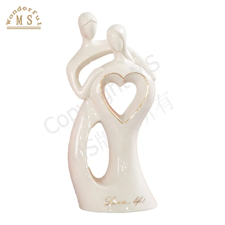 Sculpture Statue Collectible Figurines Wedding Gift Home Office Bookshelf Desktop Decor Valentines Lover Hug Kiss Style Abstract