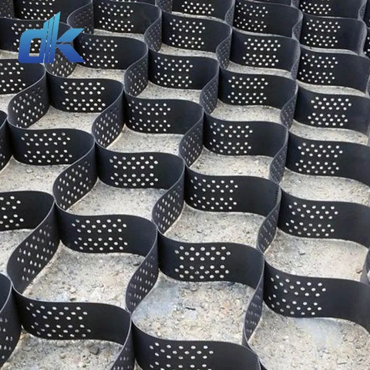 Dingkun  lower price HDPE textured perforated geocell terram gravel grid paver