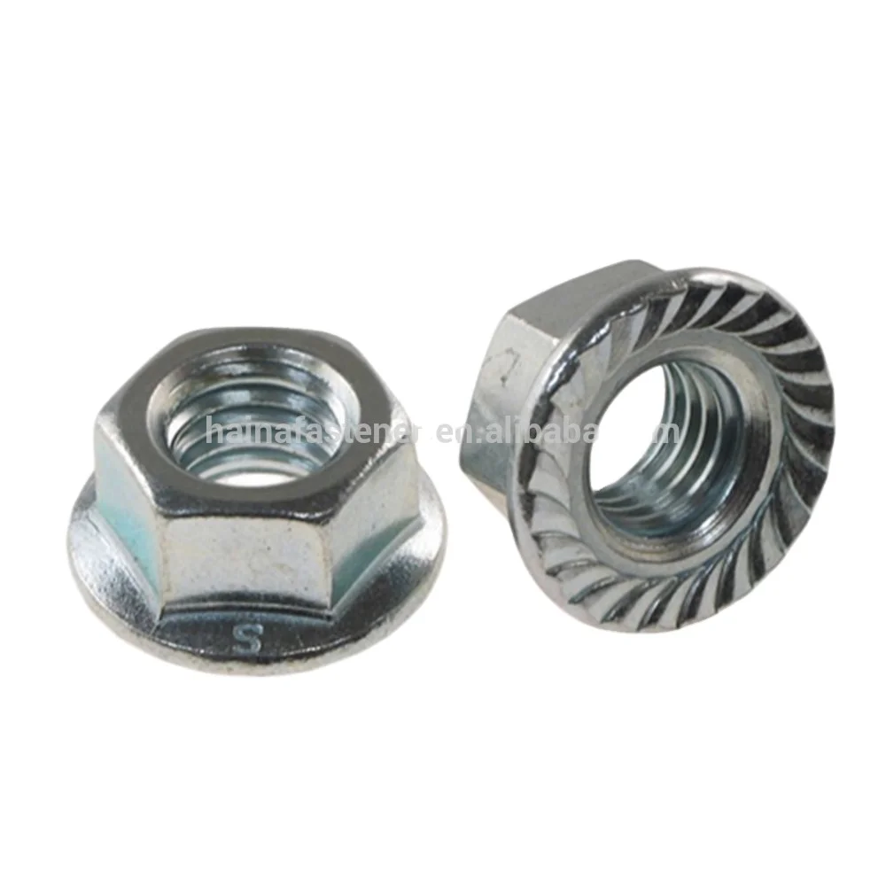 Standard M6 M8 M10 M12 DIN6923 Flange Nuts stainless steel brass m7 serrated steel Hexagon Flange Nut