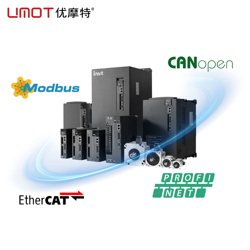 UMOT Mini 0.1kw Max 1.1nm Ethercat Servo Motor 6000rpm 220v 1.8a Ac 100Watt Servo CANopen/RS485/PROFINET/PROFIdrive Driver Motor
