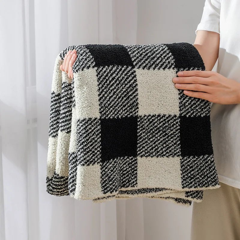 Nordic western fluffy Knitted Checkerboard  Other Blankets Soft Cozy Fuzzy Bed Best Gift Twin  Checkered Throw Blanket