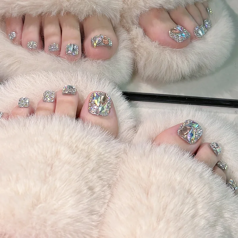 Wholesale price false toe nails high quality eye cat glitter artificial press on toe nails false nails foot