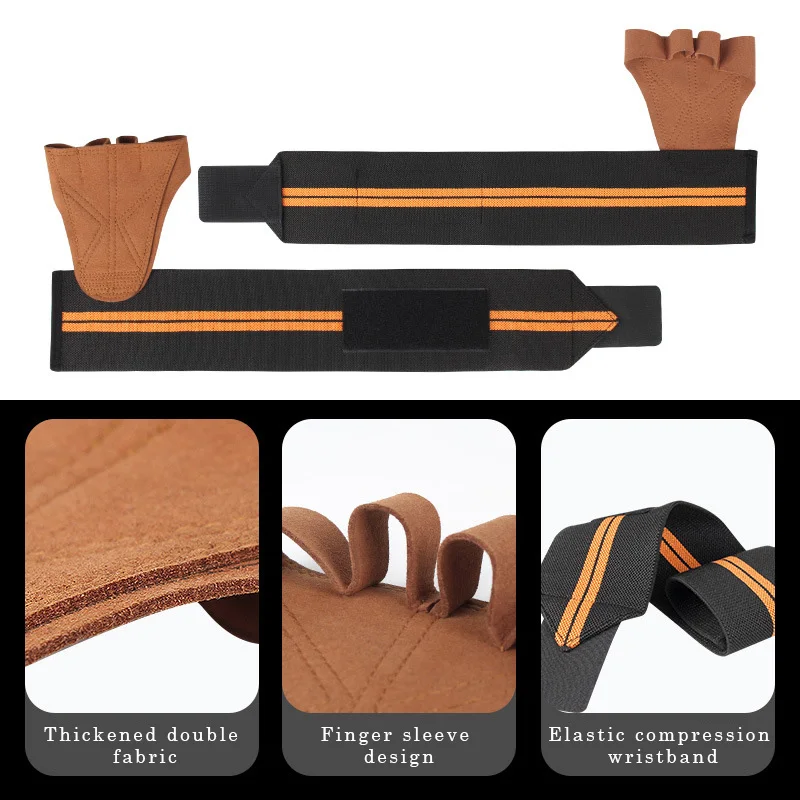 Gymnastics Grips Anti-Skid Fitness Wrist Support Hard Pull Power Belt Cowhide Lifting Straps