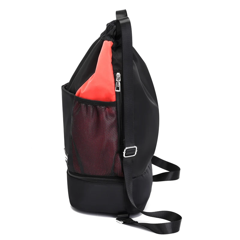 Wholesale Drawstring Backpack Sports Gym Bag With Shoe Compartment and Two Water Bottle Holder Water Proof Light Weight Backpack