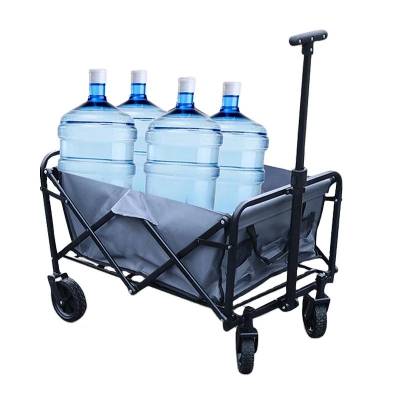 Large Capacity High Bearing Weight Camping Garden Folding Cart Wagon With Adjustable Handle