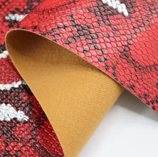 PU thermal induced discoloration embossedBamboo grain crocodile pattern Synthetic Leather photo album shoes