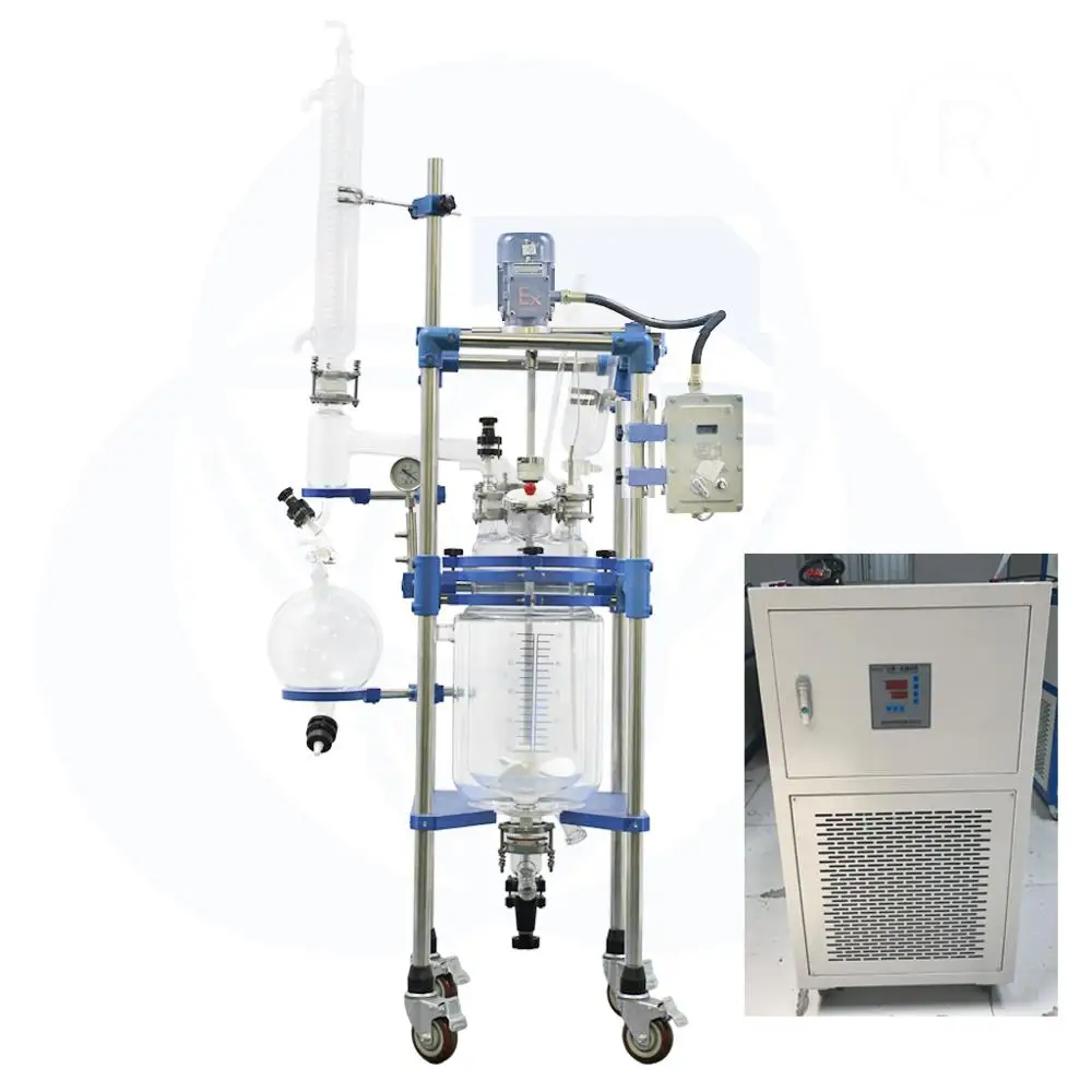 10l 20l 50l 100l 150l 200l Laboratory Chemical Reactor Jacketed Double Layer Glass Stirred Tank Reactor