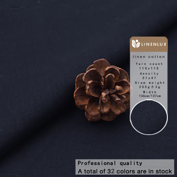Cheap high quality customized soft clothing fabrics woven linen cotton 55% linen 45% cotton linen/cotton fabric for clothes