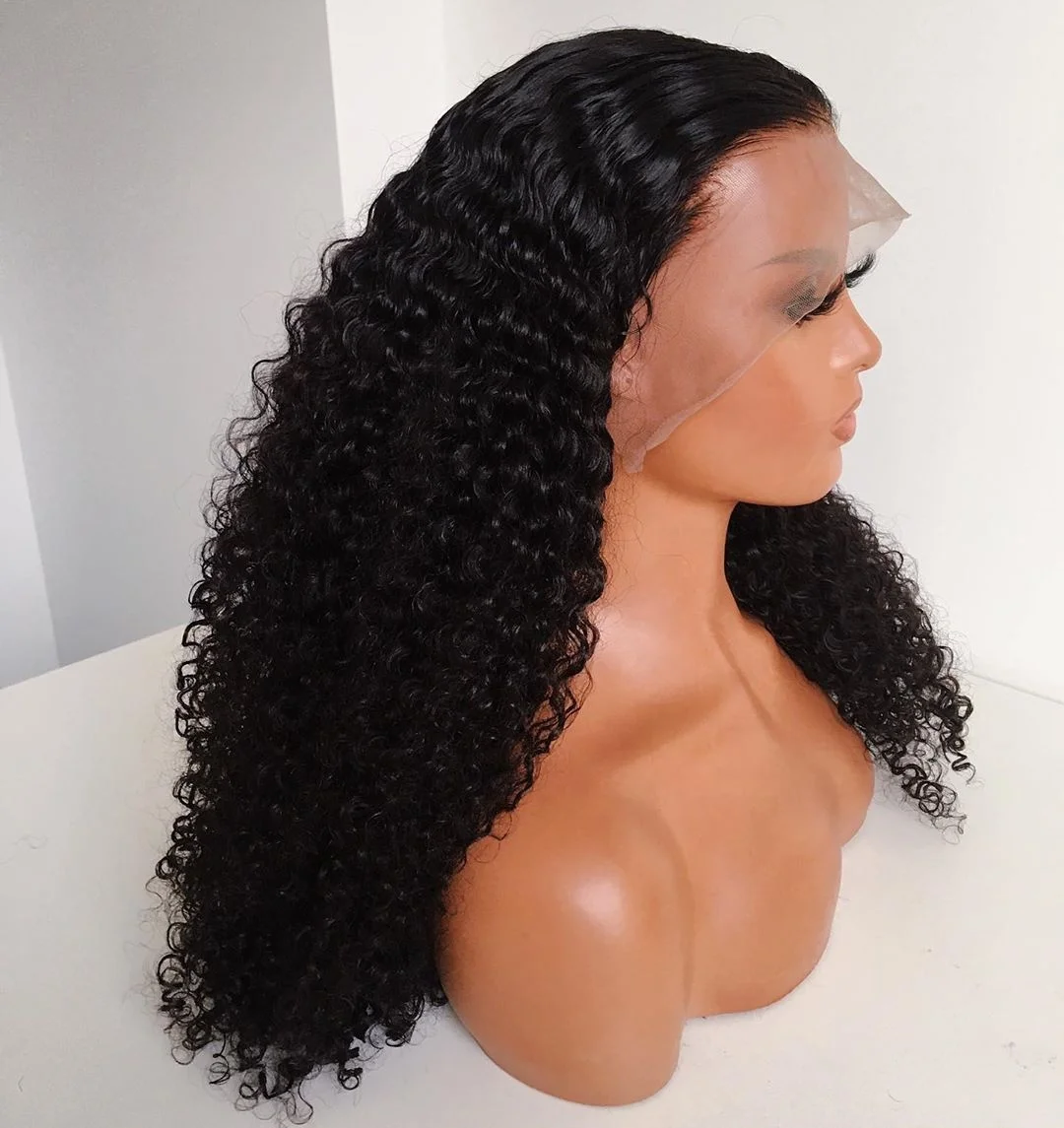 Premier 8 inch to 30 inch 13X6 lace frontal wig with elastic band 3B Curly brazilian hair wigs for black women