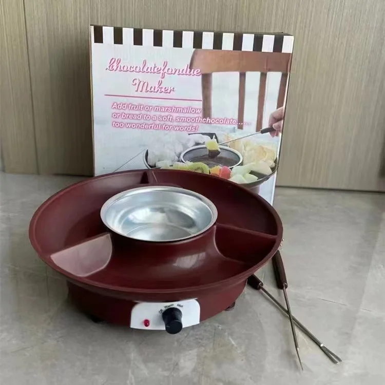 Electric Stainless Steel Chocolate & Cheese Fondue Pot Set for Melting Chocolate