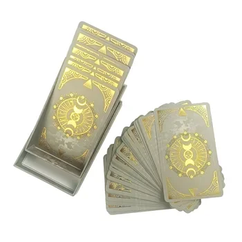 Custom Printing Tarot Cards Decks Fun Mysteries Card Game Gold Hot Stamping Tarot Playing Cards with Lid And Base Box Packaging
