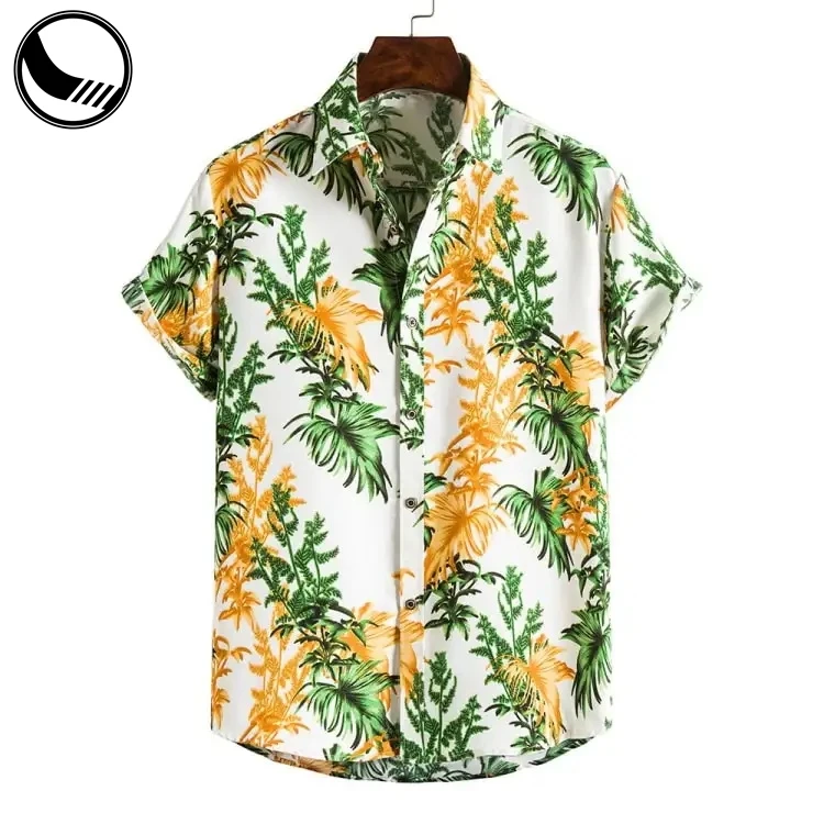 Custom Vacation Mens All Over Print Button Up Short Sleeve Hawaiian Shirt Cotton