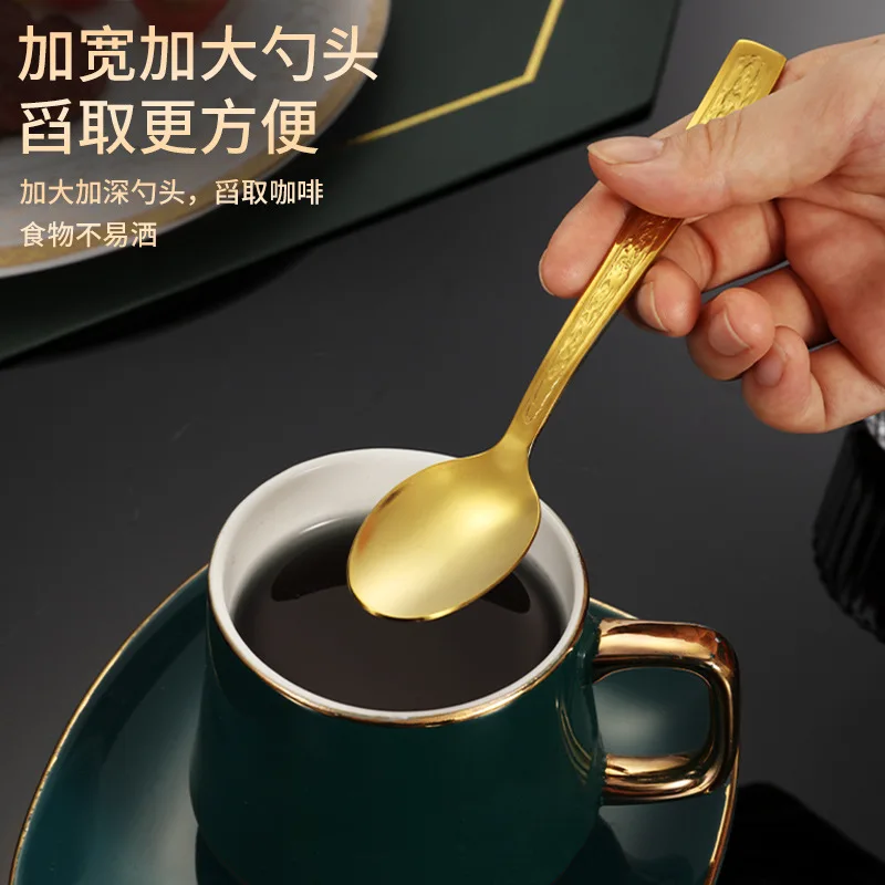 Hammered handle stainless steel silverware metal spoon knife and fork western tableware mirrored cutlery set