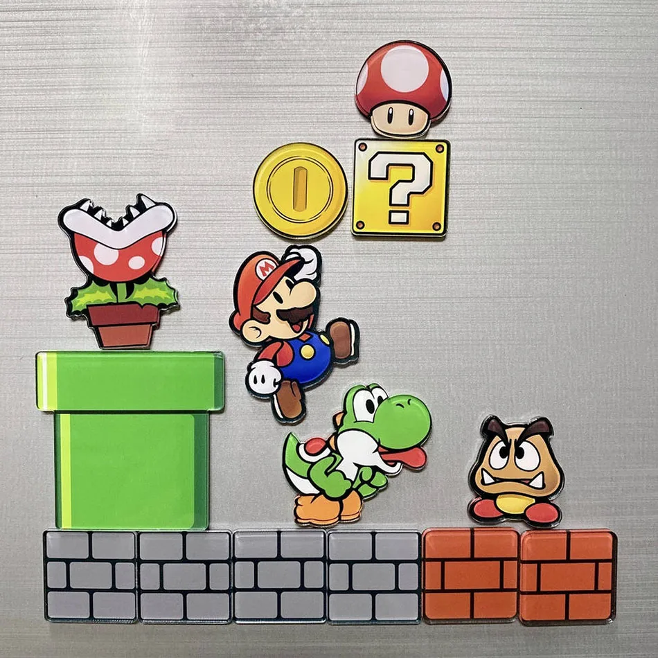 Japan Super Mario Fridge Magnet Sets Cheapest Acrylic Cartoon Magnets Malaysia Korea Popular Mario Fridge Magnets