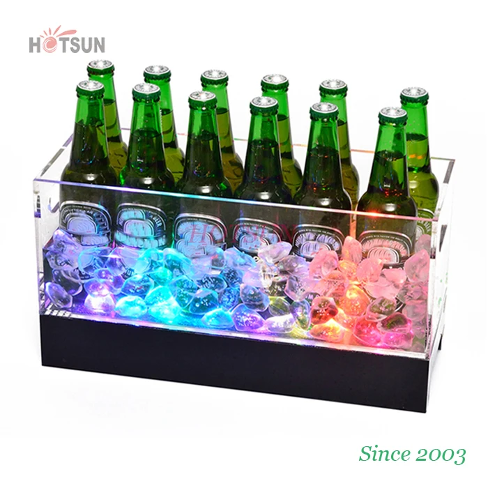 
Rechargeable Batteries LED Lighting Up RGB Wine Cooler Beer Champagne LED Acrylic Ice Bucket 