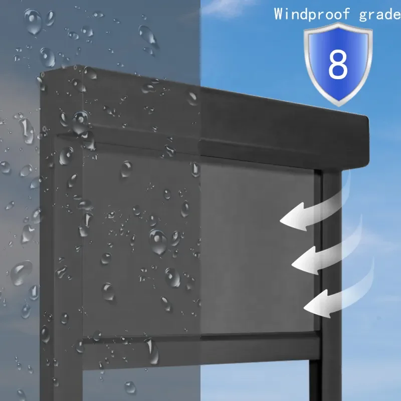 Smart Electric Roller Blinds PVC Waterproof Fabric Motorized Vertical Curtain Raised Blinding Zip Screen Shade