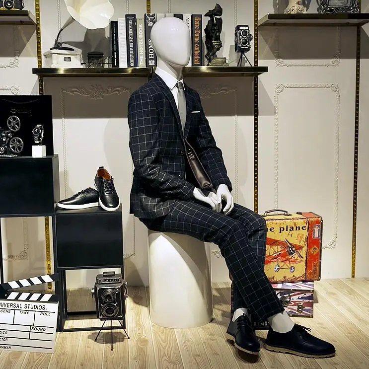 Full Body Handsome Male Uniform Formal Suit Dress Standing Sitting Mannequins For Showcase Display