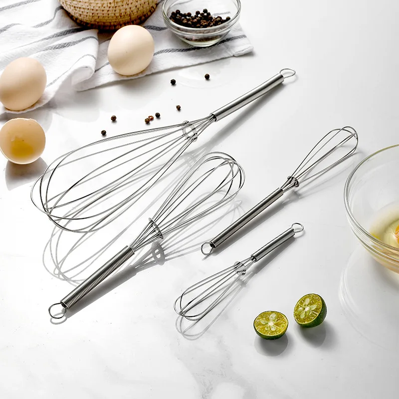 YIGO 4 PCS Stainless Steel Egg Whisk Sauce Whisk Flat Whisk Balloon Egg Beater for Cooking, Baking
