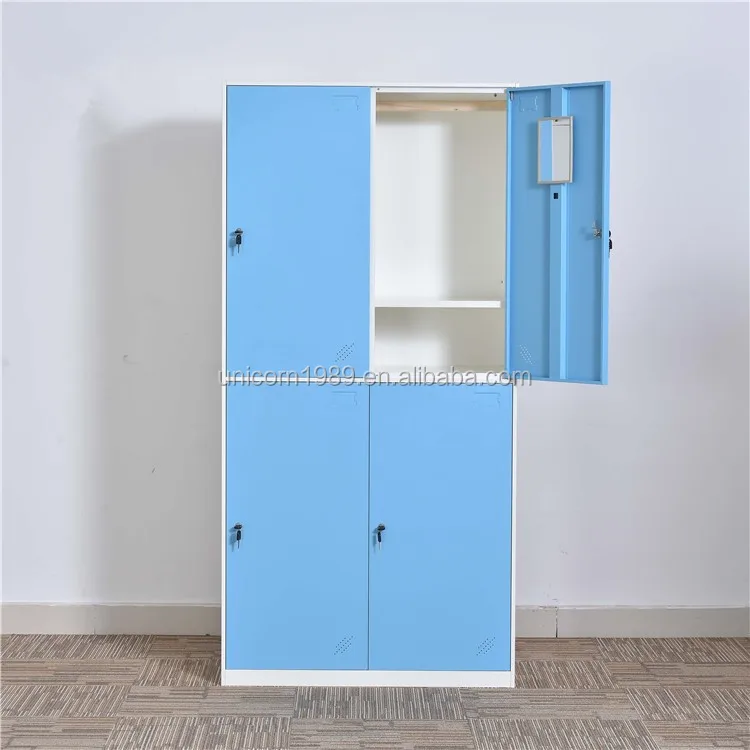 China steel locker factory cheap for sale strong and durable locker room mechanical lock 4 door wardrobe cabinets for clothes