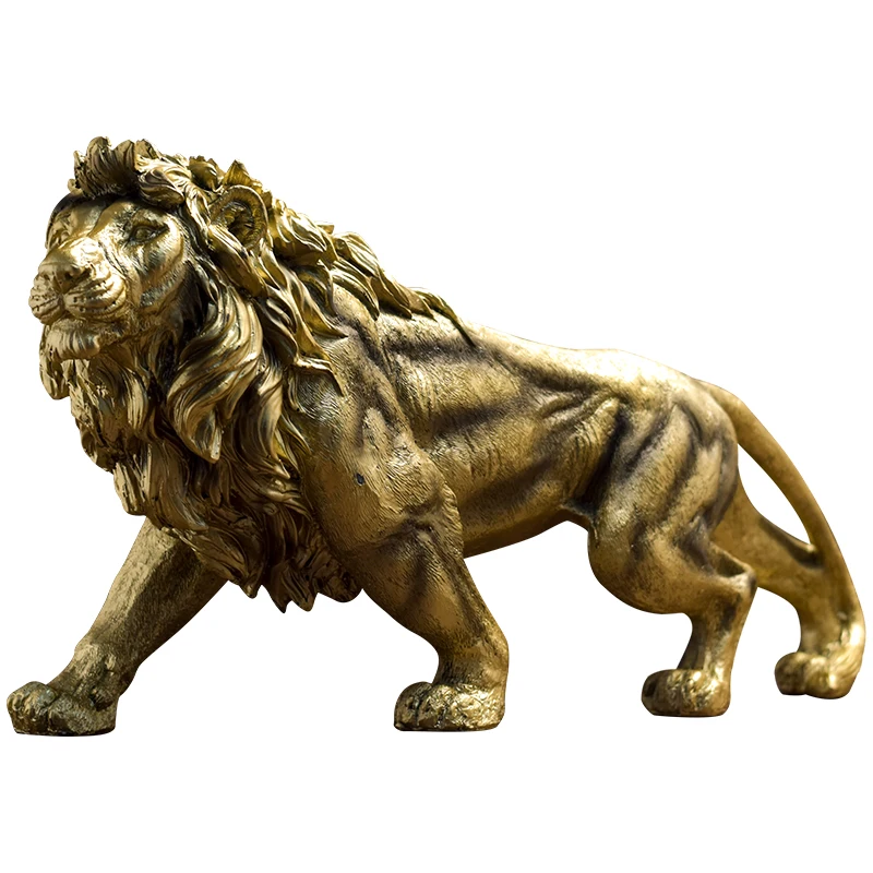 SE7 Customized Safari Party Decoration Simulated Marble Stone Gold Desk Decor Home Lion Statue