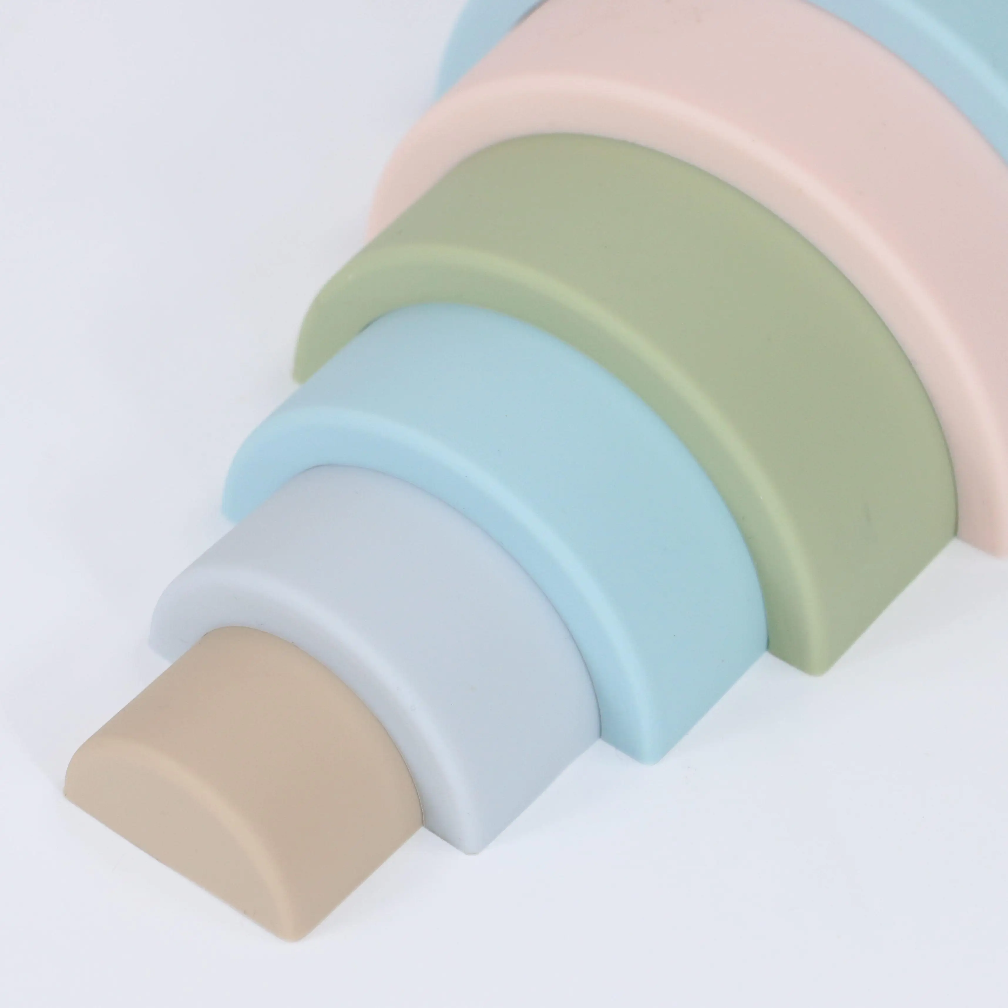 custom Children DIY 8 layers Rainbow silicone educational stacking teether toys for montessori kinderg baby kids teething puzzle