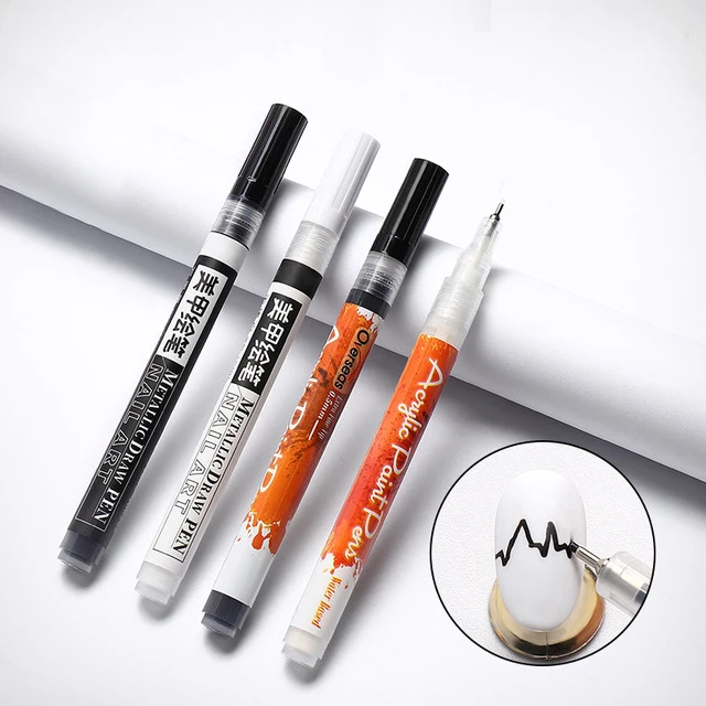 Convenient Quick Nail Art Pen Acrylic Paint Graffiti Nail Pen Black White Gradient French Drawing Line Phototherapy Pen Flowers
