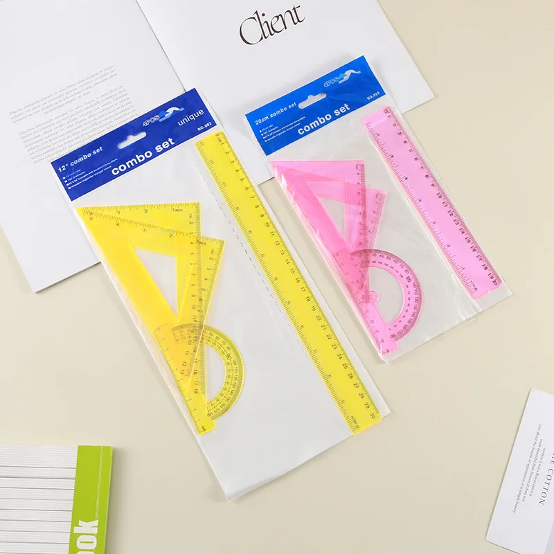 Stationery Set Student Drawing Stationery Plastic Ruler Triangular Protractor 30CM Set Ruler Learning Combination Ruler