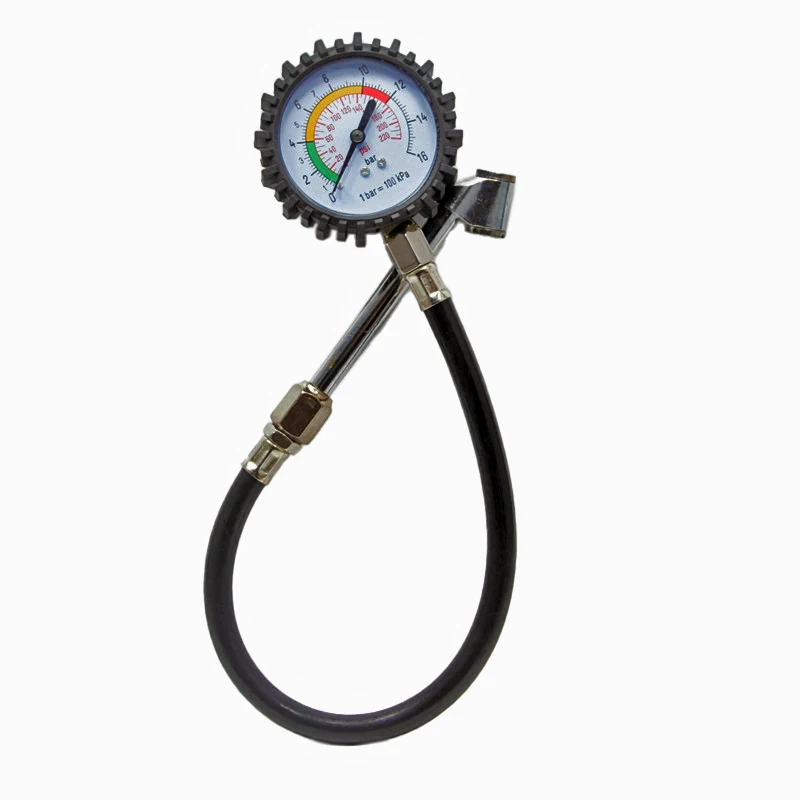 Wholesale car tire tester tire inflator mechanical pressure gauge long rod tire pressure gauge (PU tube)
