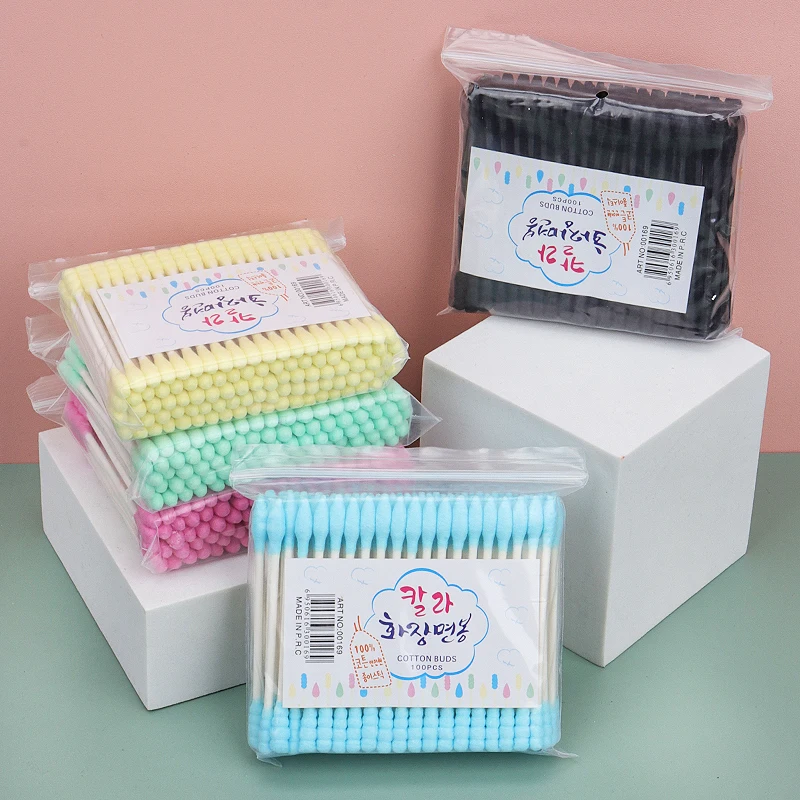 Wholesale Colorful Disposable Double Headed Paper Cotton Swab Cotton Bud