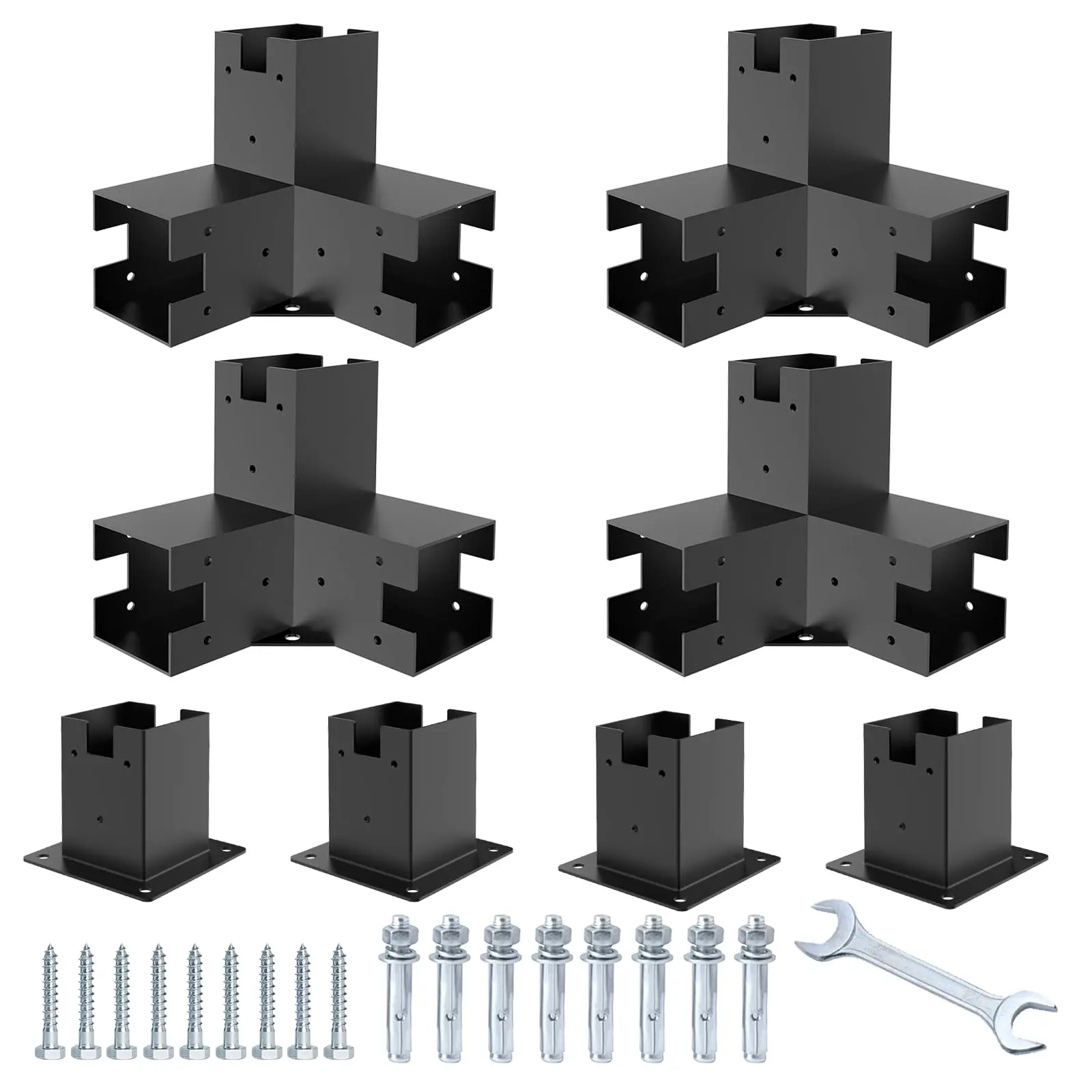 4x4 6x6 8x8 Elevated Wood Stand Pergola Brackets Kit Steel Post Shoulder Extension Pergola Kit Brackets