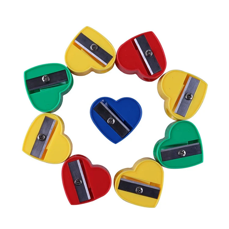 wholesaler stationery office school manual kids manual standard color pencil sharpener heart plastic