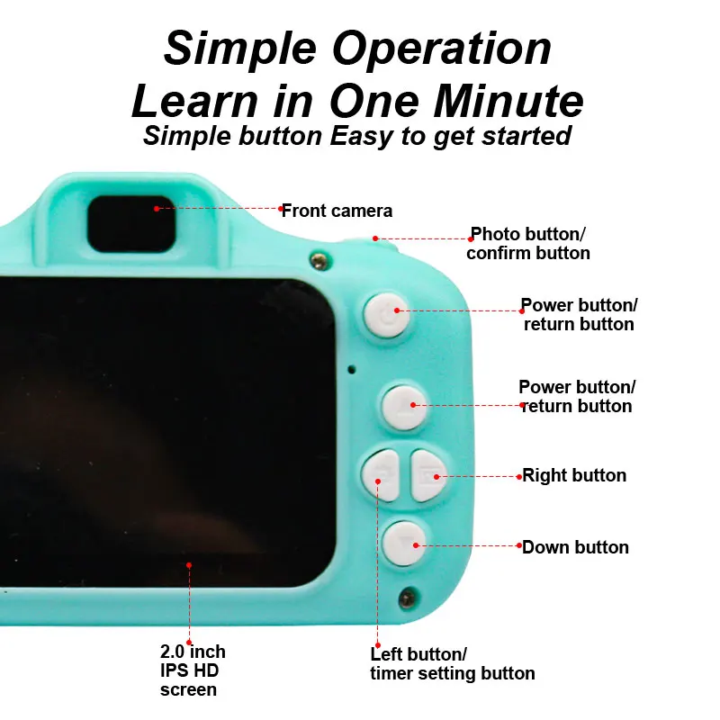 Games Camera Toys Baby 2 Inch Hd Small Hand Smart Video Selfie Function Take Photo 1080p Mini Digital Camera For Children