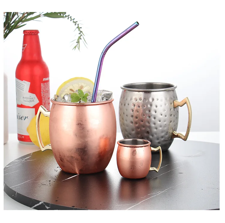 Custom Wholesale Stainless Steel Copper Hammered Custom Cheap Coffee Beer Cups Cocktail Moscow Mule Mug