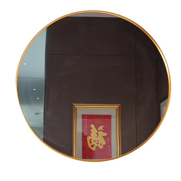 Round Decorative Wall Hanging Mirror Elegant Art Alloy Framed Mirror For Hotel Home