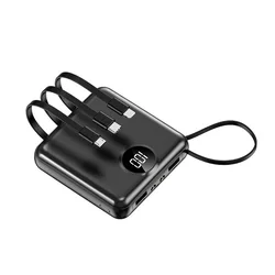 Creative Design 5000mAh Mini Power Bank Portable Charger Powerbank Built in Cable Fast Charger For Xiaomi Poverbank