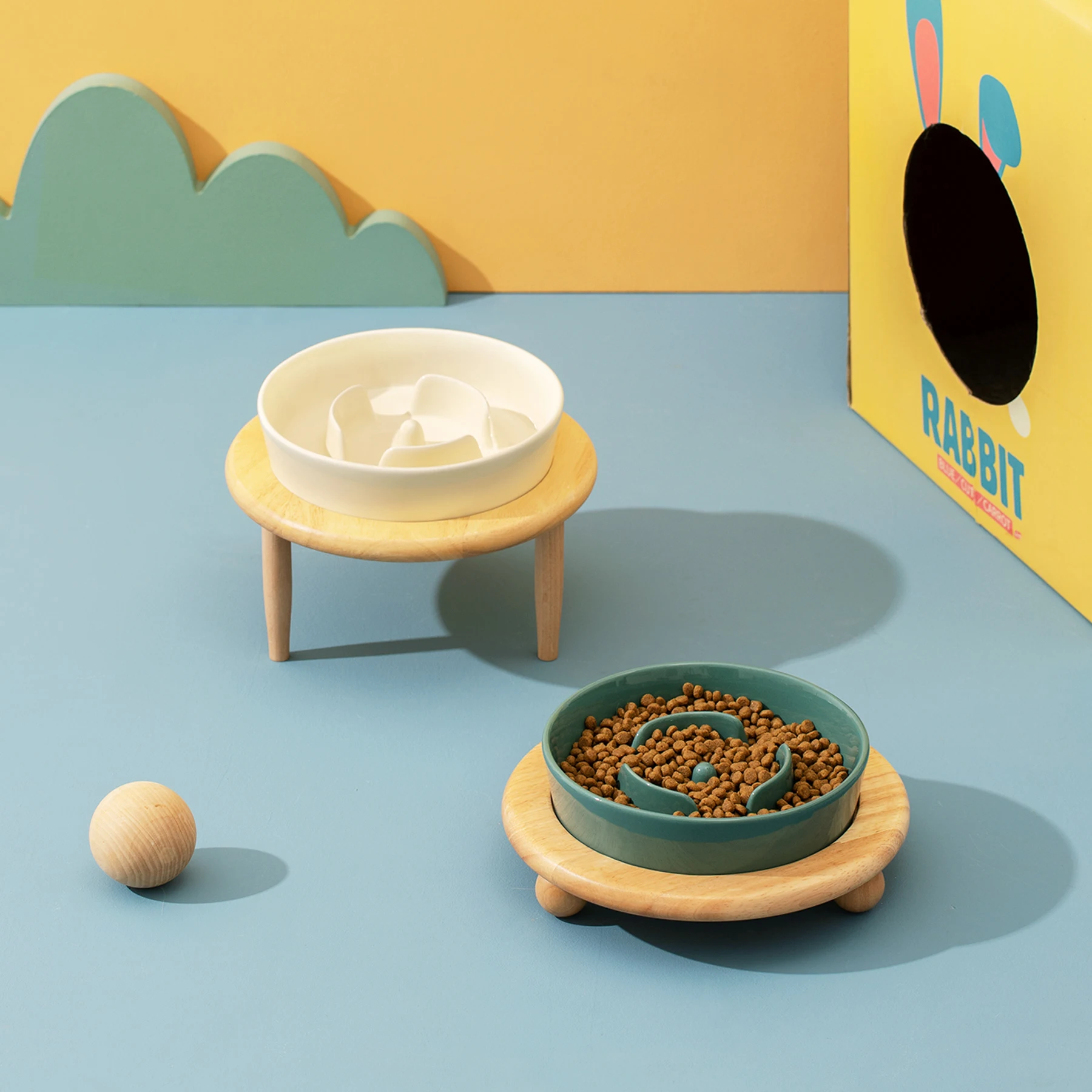 Slow Raised Ceramic Dog Bowl Food Dog Pot Anti Choking Prevent Obesity Pet Feeder For Medium Dog Plate Cross Border Supplier