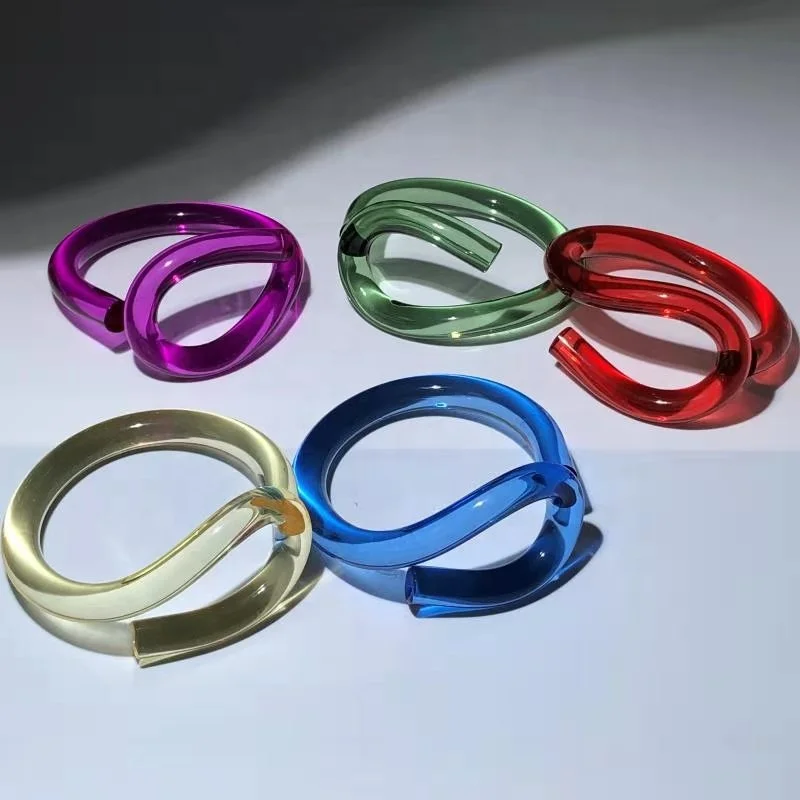 Peichi transparent acrylic resin twisted bangle&bracelet statement party jewelry fluorescence wrap  arm bangles
