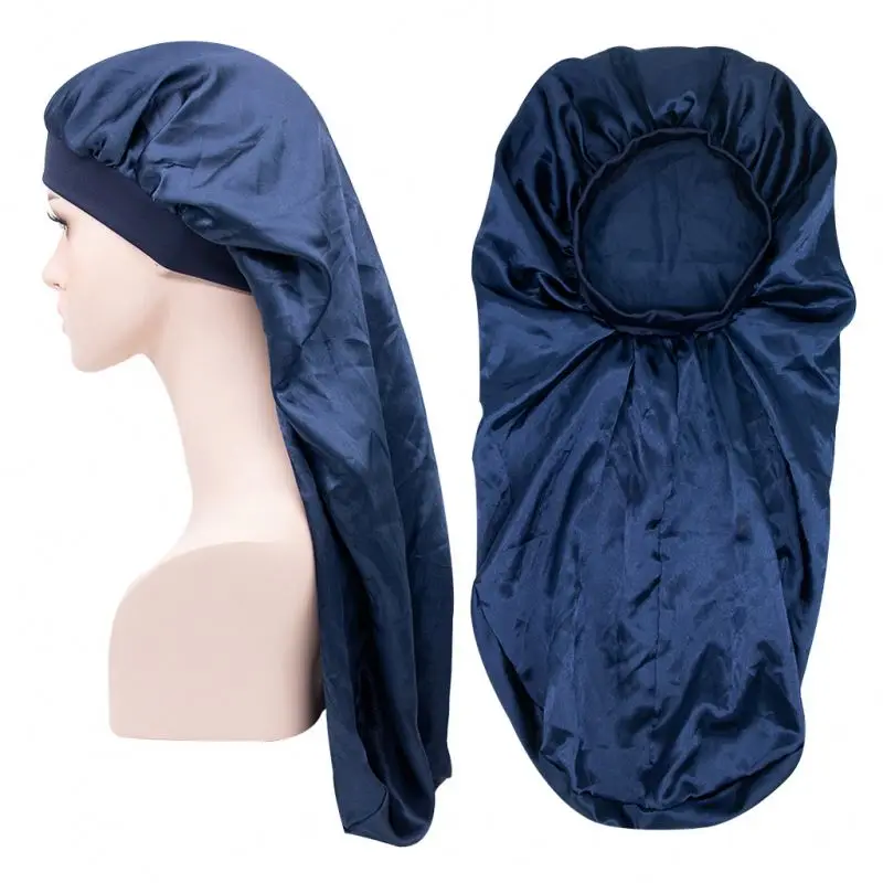 Wholesale Women Head Wrap Solid Silky Nightcap Printed Long Hair Satin Bonnets For Braids