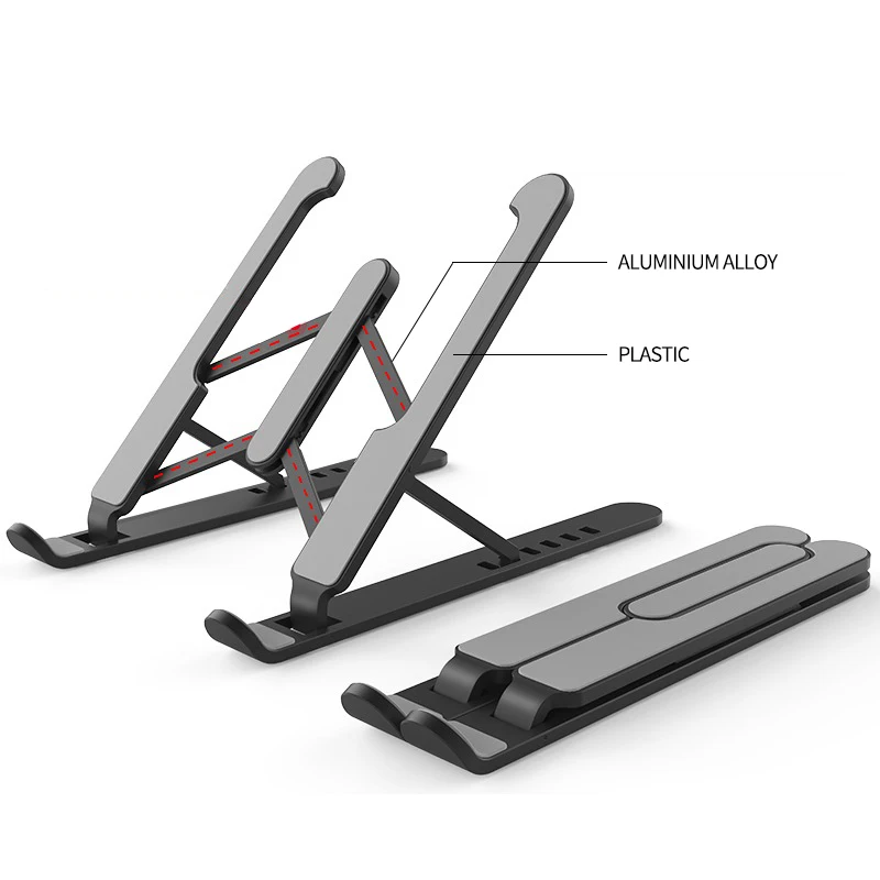 
ergonomic foldable portable notebook abs plastic and aluminium alloy laptop holder stand 