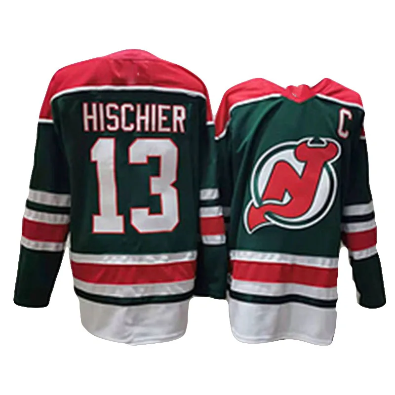 Customize #30 Brodeur #13 Hischier #76 Subban #86 Hughes #21 Palmieri Green Men 2022 New The Long Sleeve Ice Hockey Uniform