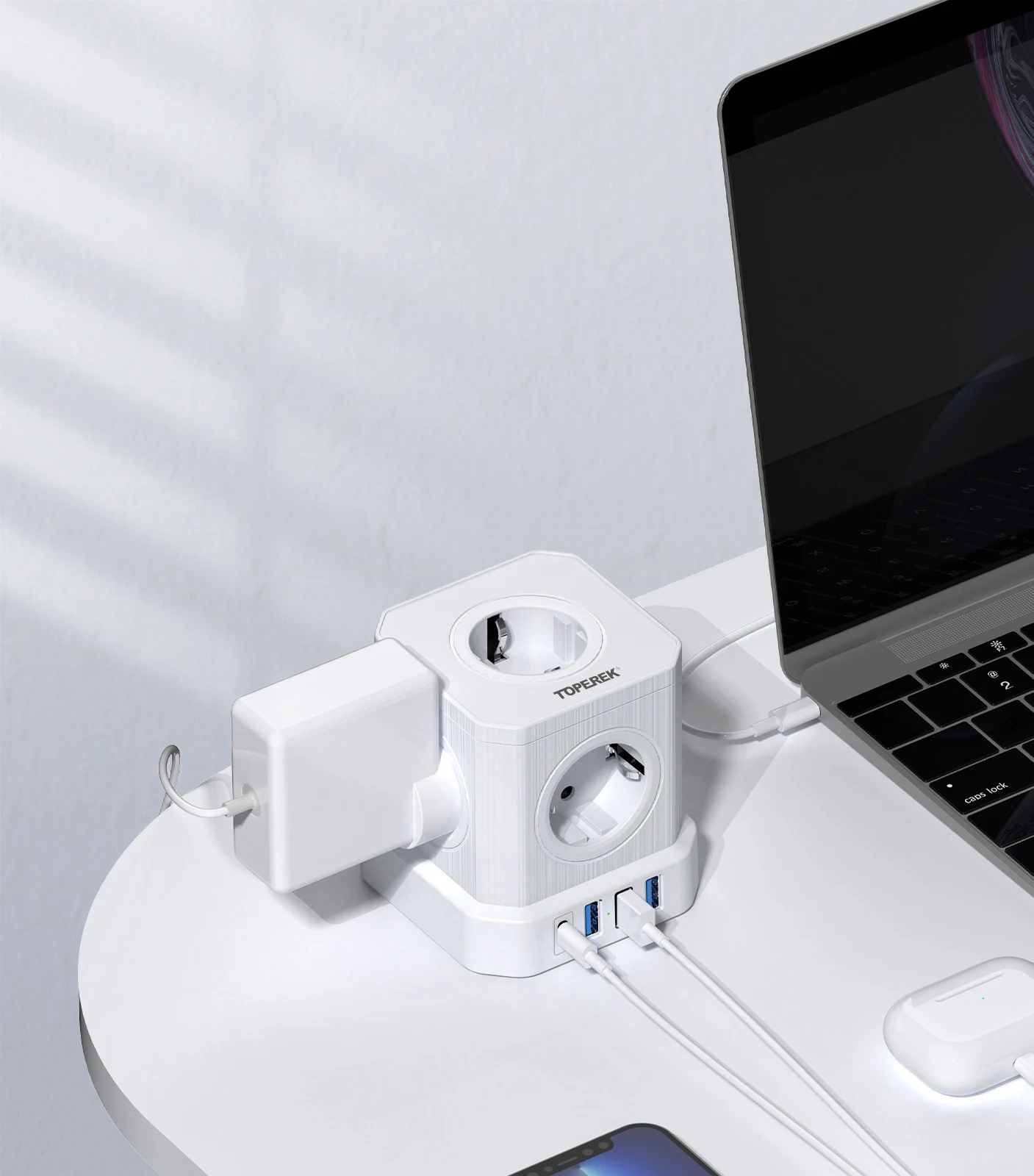 High Quality Desktop Power Smart Office Cube Tower Socket EU Power Outlet with PD fast charging