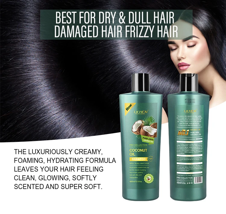 400ml Nourishing shampoo coconut hair shampoo Hydrating organic coconut oil shampoo for damaged hair